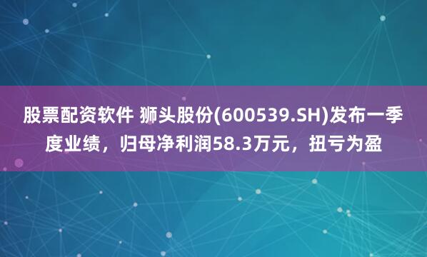 股票配资软件 狮头股份(600539.SH)发布一季度业绩，归母净利润58.3万元，扭亏为盈