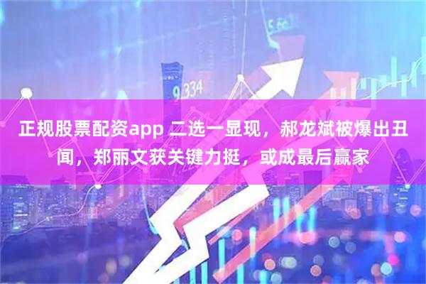 正规股票配资app 二选一显现，郝龙斌被爆出丑闻，郑丽文获关键力挺，或成最后赢家